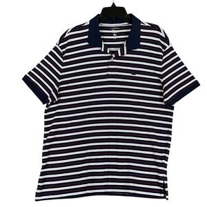 GH Bass Performance Golf‎ Polo Shirt Mens Large Blue Striped Rugby Clubhouse